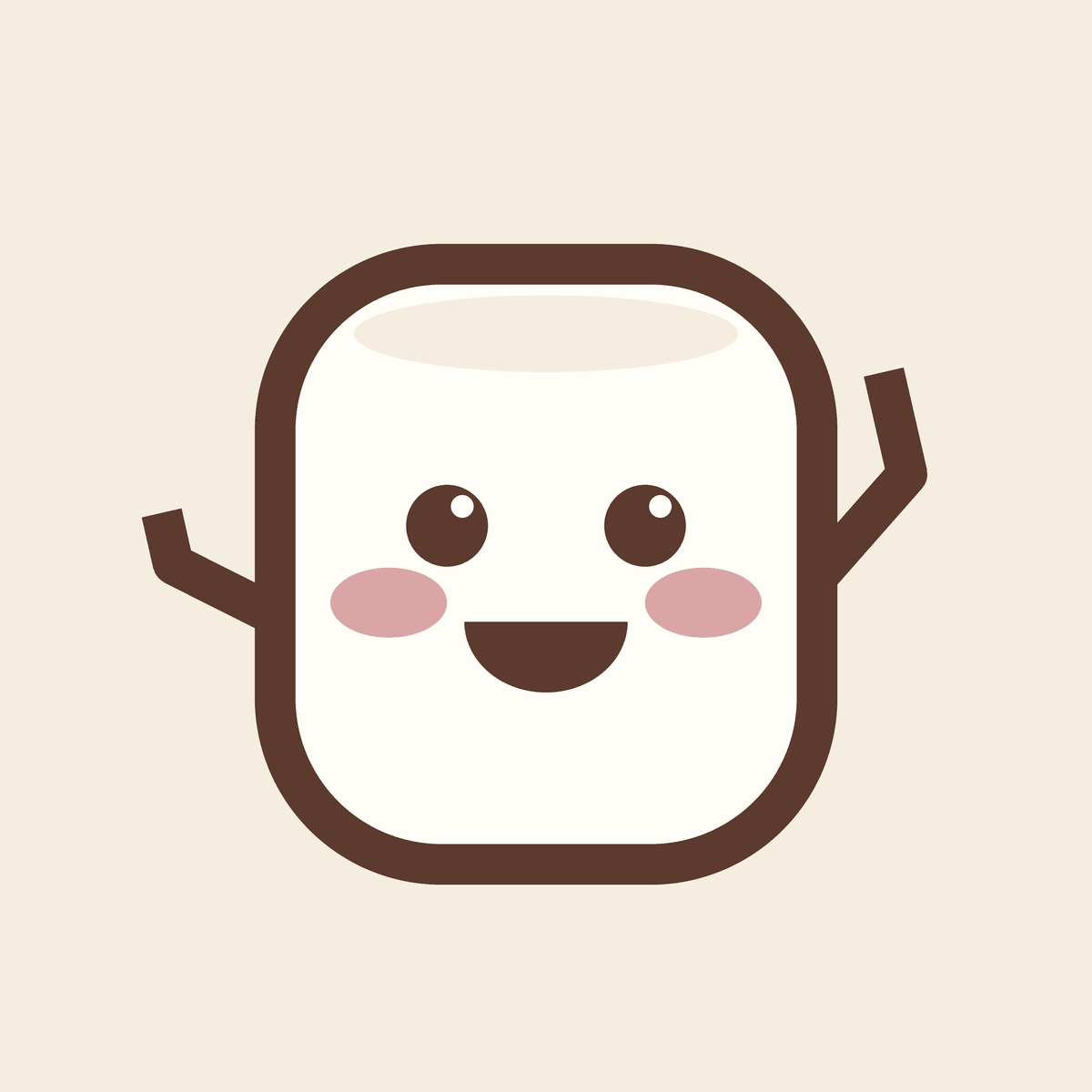 Mallow, the smiling marshmallow mascot of Gracie & the Marshmallow